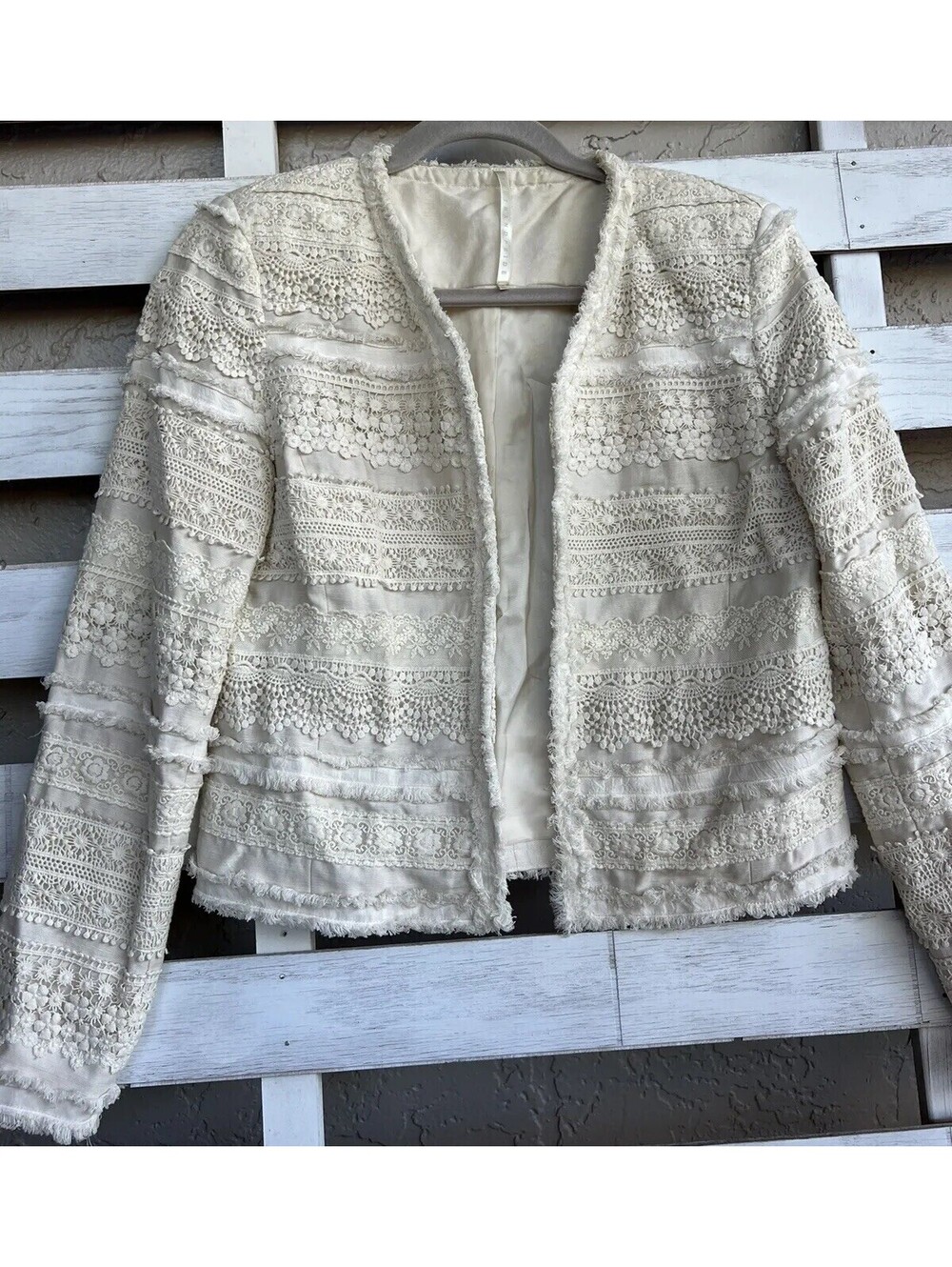 Truth And Pride Cream Cropped Women Size S Crocheted Jacket.